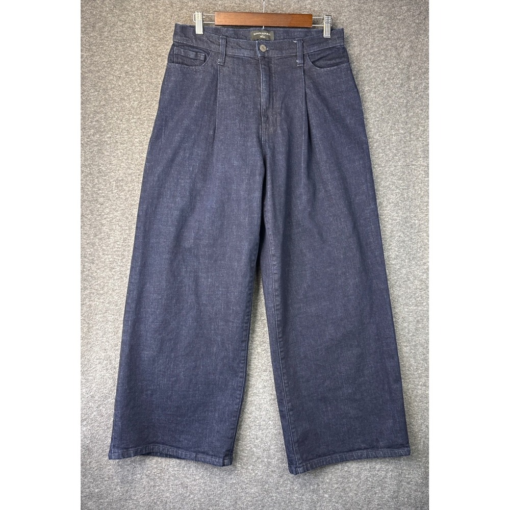 Banana Republic Wide Leg Pleated Jeans Indigo High Rise Women 29/8 Flare Skater‎